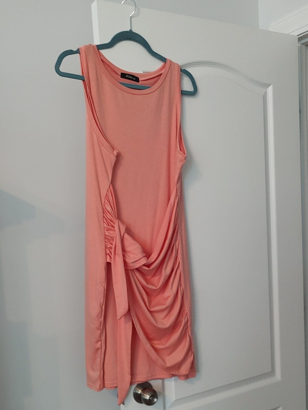 Sleeveless Coral Twist-Detail Dress
